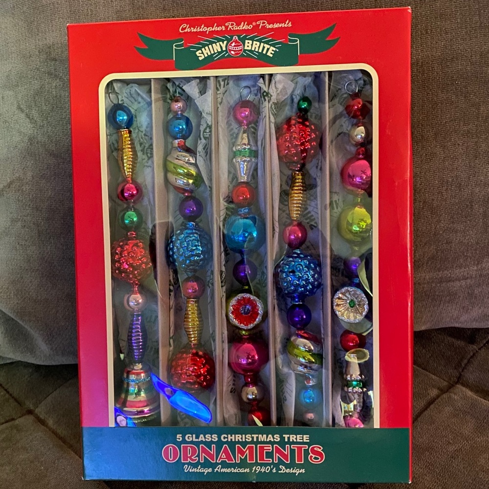 Shiny Brite Vtg Style Glass Christmas Ornaments